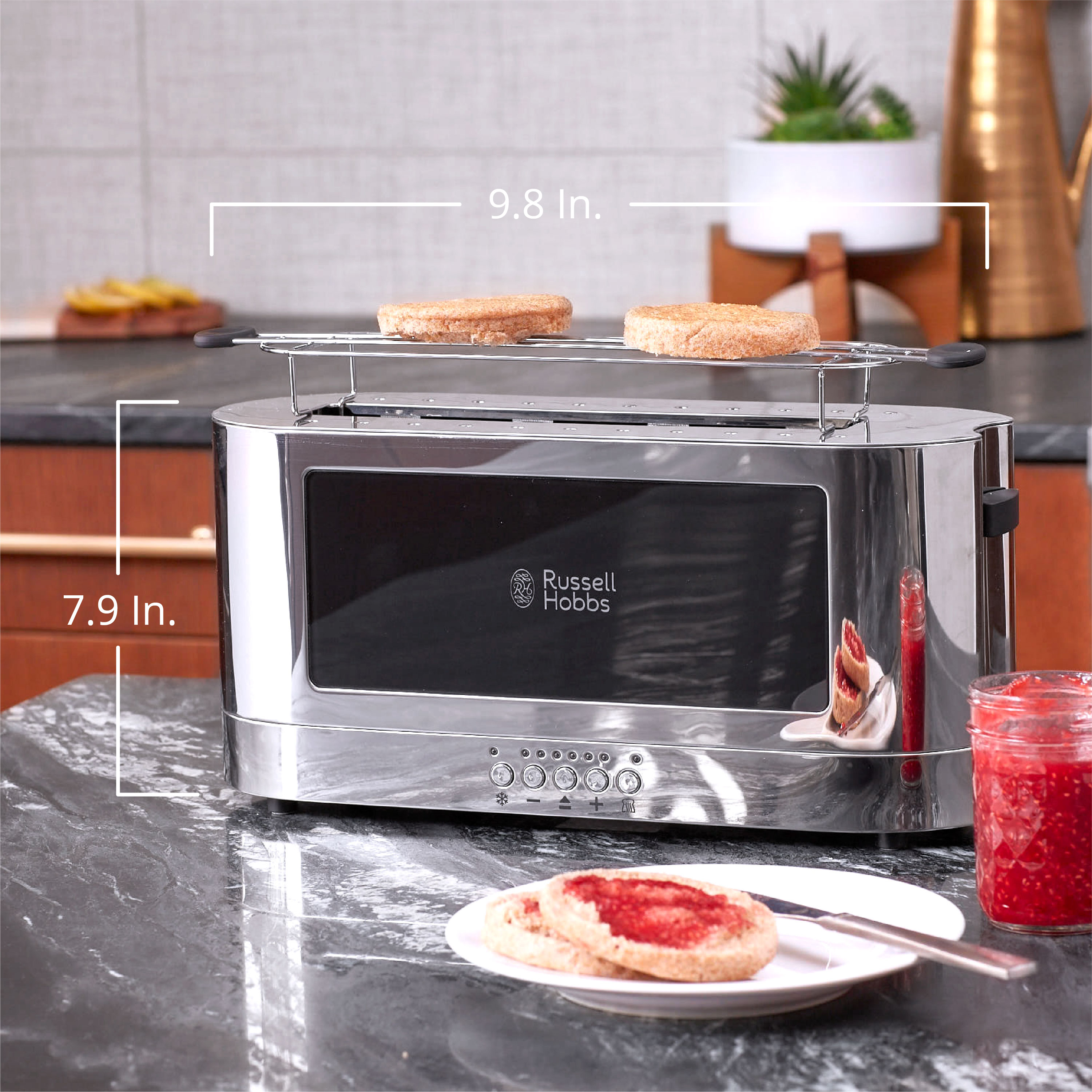 Russell hobbs black glass toaster cheap